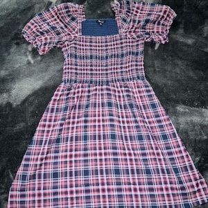 Madewell plaid smocked mini dress